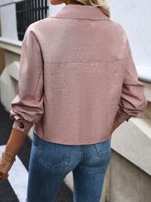 SHEIN LUNE Túi có nắp Thả vai Áo khoác - Gỗ đỏ - Xem 2