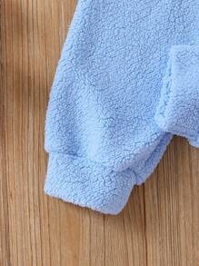 Chica Joven Conjunto de pijama con unicornio & con bordado de letra - Azul - Ver 4