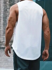 Manfinity Homme Nam Đồ họa Chữ cái Áo ba lỗ - trắng - Xem 3