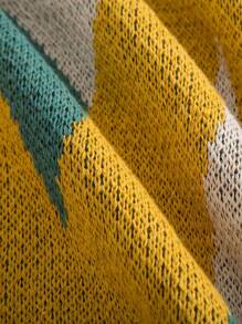 男士几何图案落肩毛衣，秋冬款 - 綠色 - 查看 7