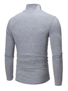 Manfinity Homme Nam Cổ giả Áo phông trơn - Màu Xám nhạt - Xem 2