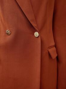 MOTF PREMIUM VISCOSE WOOL-BLEND BLAZER - Brown - View 4