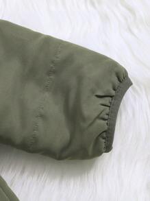 SHEIN 男嬰3D耳朵設計連帽拉鍊連身褲 - 軍綠色 - 查看 5