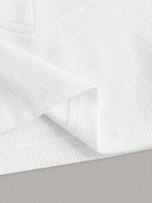 SHEIN EZwear 纯色短款 T 恤 - 白色 - 查看 3