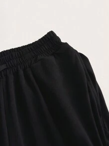 SHEIN ICON Chất rắn Eo dây rút Quần thể thao - màu đen - Xem 6