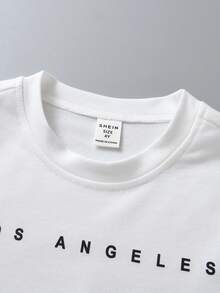 SHEIN 男小童字母圖案運動衫無項鏈 - 白色 - 查看 3