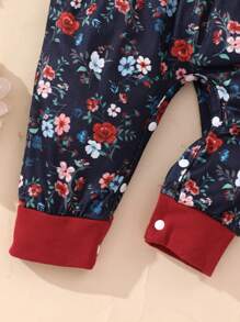 Bebé Jumpsuit con estampado floral ribete con fruncido con lazo delantero con diadema - Multicolor - Ver 7