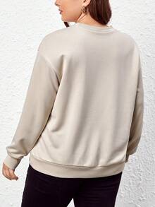 SHEIN LUNE Plus Letter Graphic Drop Shoulder Sweatshirt - Apricot - View 2