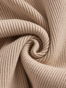 SHEIN BASICS 大碼前紐扣條紋針織開襟衫 - 卡其色 - 查看 7