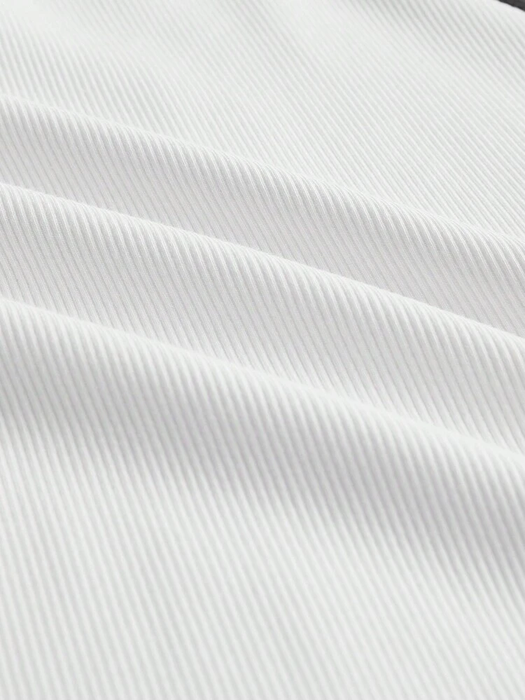 SHEIN BASICS プラス コントラストバインディング クロールホルタートップ - ホワイト - 見る 7