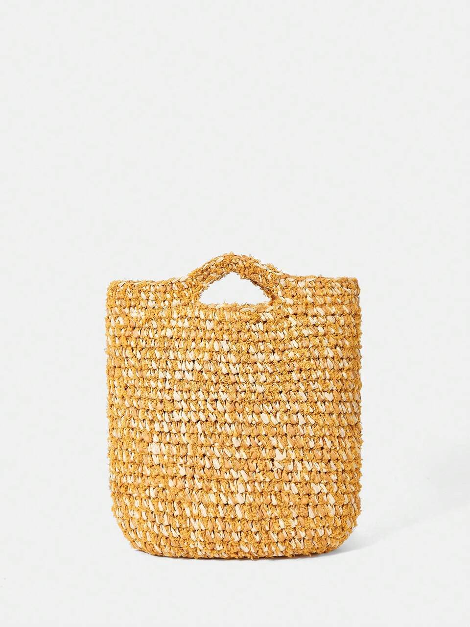 Women's Fashionable Two Tone Woven Tote Handbag