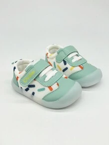 男女寶寶彩色波點運動鞋，防滑橡膠鞋底，魔術貼抗撞腳趾，嬰幼兒步行鞋 - 綠色 - 查看 5