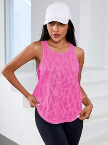 Sovereign Charm Camo Pattern Twist Hem Sports Teeworkout Tank Top - Hot Pink - View 5