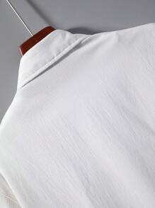 Manfinity Homme Camisa Casual Sólida para Homens e Calça com Cordão na Cintura Sem Camiseta, Presente para Namorado - Branco - Visão 3
