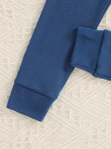 Young Boy Bear Patched Snug Fit PJ Set - Royal Blue - View 3