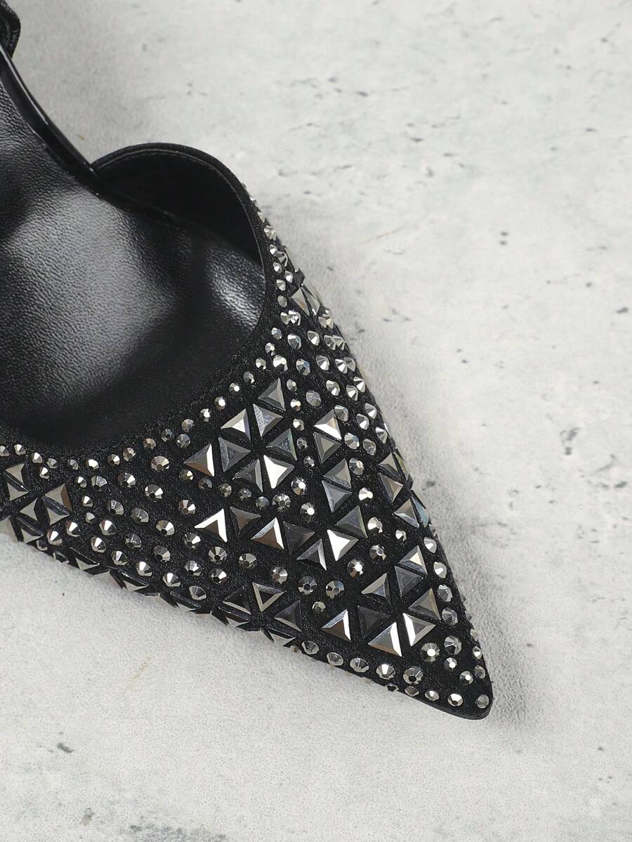 Crystal Embellished Sexy Pointed Toe High Heel Sandals Women, New