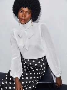 Maija 燈籠袖前繫帶襯衫