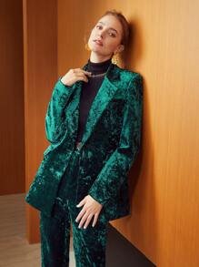 MOTF PREMIUM CRUSHED VELVET BLAZER - Dark Green - View 3