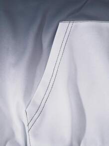 Manfinity Homme 男士渐变色花卉印花袋鼠口袋抽绳连帽衫，时代，长袖，设计师，图案，运动衫，朋友 - 黑與白 - 查看 3