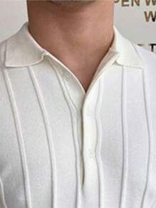 休閒前紐扣純色男士毛衣 - 白色 - 查看 4