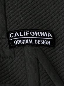 SHEIN Tween Boy Letter Patched Hooded Sweatshirt - Black - View 5