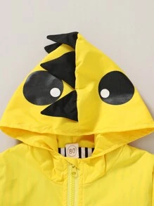 Cute Boy 3d Cartoon Pattern Hooded Waterproof Jacket, Soft & Comfortable - Yellow - View 7