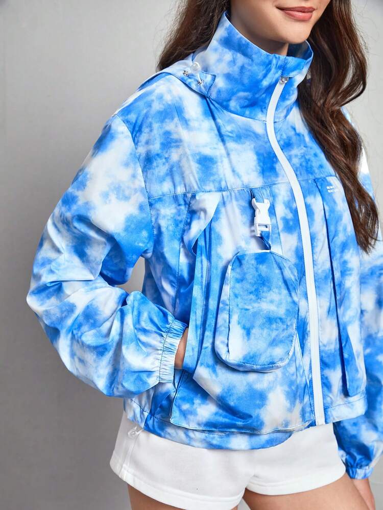 Tie Dye Flap Pocket Drop Shoulder Jacket