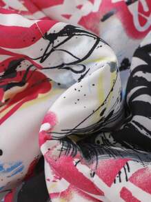 SHEIN Tween Girl 1pc Letter Graphic Reversible Padded Coat - Hot Pink - View 3