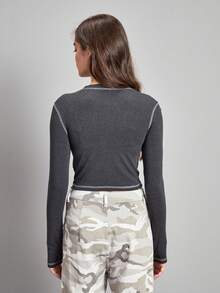 In My Nature Đồ họa Chữ cái Khâu trên cùng Mùa vụ Ngoài trời Áo thun - Màu xám đen - Xem 2