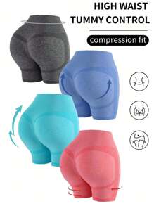 Easithlete 4 chiếc Quần Short Thể Thao Liền Mạch Scrunch Mông Rộng Quần Short Thể Thao Co Giãn - Nhiều màu - Xem 2