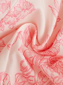 SHEIN Leap Crew 青少年女孩印花荷葉袖層疊下擺洋裝 - 彩色 - 查看 5