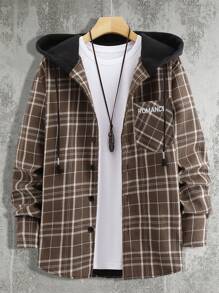 Manfinity Hypemode Nam In kẻ sọc & Thêu Chữ áo có mũ Áo khoác Without Tee - Nhiều màu - Xem 1