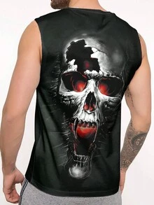 Manfinity LEGND 男士大码骷髅頭圖案背心上衣 - 黑色 - 查看 2