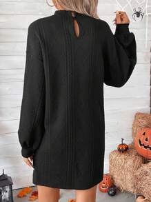 SHEIN LUNE Vestido de cuello alto de hombros caídos - Gris Oscuro - Ver 6