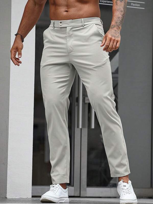 Manfinity Mode Men Slant Pocket Solid Suit Pants