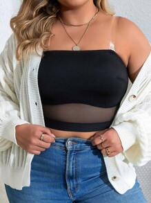 Snug Zone 大碼網紗拼接文胸 - 黑色 - 查看 1