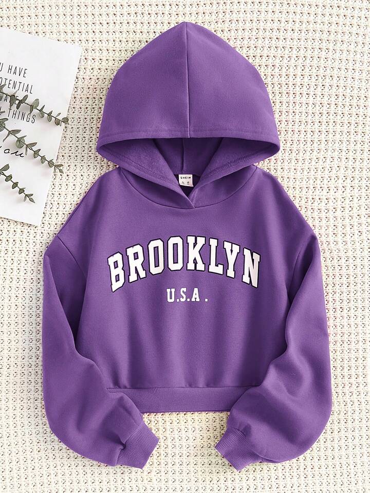SHEIN Kids EVRYDAY Tween Girl Letter Graphic Hoodie | SHEIN USA