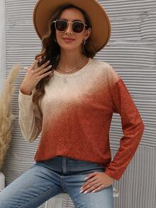 SHEIN LUNE Ombre Drop Shoulder Tee - Multicolor - View 4