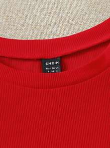 Soleia WYWH Women Vacation Peplum Top Ruffle Trim Red Top Tee - Red - View 4