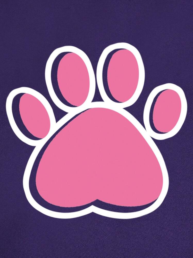 INAWLY Rabbit & Letter Graphic Kangaroo Pocket Drawstring Thermal Hoodie,Long Sleeve Tops - Purple - View 4