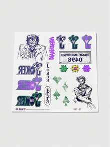 Harley Quinn | ROMWE 2sheets Letter Figure Graphic Tattoo Sticker - Multicolor - View 3