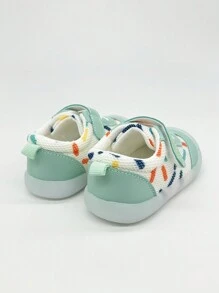 男女寶寶彩色波點運動鞋，防滑橡膠鞋底，魔術貼抗撞腳趾，嬰幼兒步行鞋 - 綠色 - 查看 3