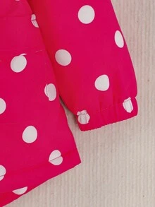 SHEIN Cô gái trẻ 1 chiếc áo khoác đệm có mũ trùm đầu in hình chấm bi Teddy - Màu Hồng Tươi - Xem 5