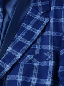 Manfinity Mode Men 1pc Plaid Print Single Breasted Blazer - Blue - View 7