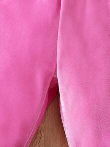 Baby Girl Contrast Letter Tape Side Pants - Pink - View 5