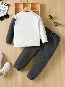 男小童恐龍印花插肩袖衛衣和衛褲 - 彩色 - 查看 2