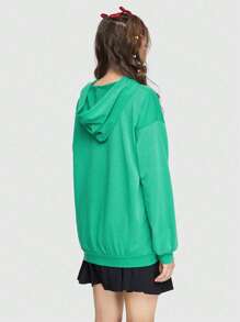 ROMWE Avant Thả vai Dây rút Hoodie & Chân Váy xếp ly - Nhiều màu - Xem 3