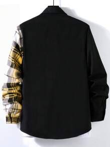 Manfinity Homme Hombres Camisa con estampado de cuadros de color combinado sin camiseta - Multicolor - Ver 2