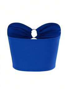 SHEIN Unity Top bandeau con diseño de aro O con abertura - azul real - Ver 3