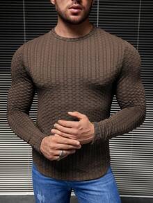 GENTILAND 男士素色圓領T恤 - 摩卡棕 - 查看 3